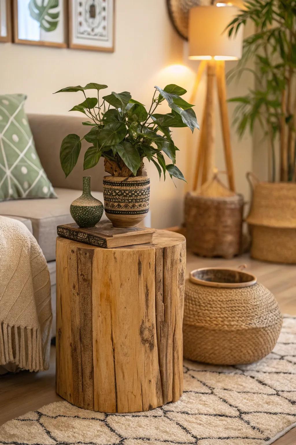 Natural textures deliver a relaxed, organic atmosphere indoors.