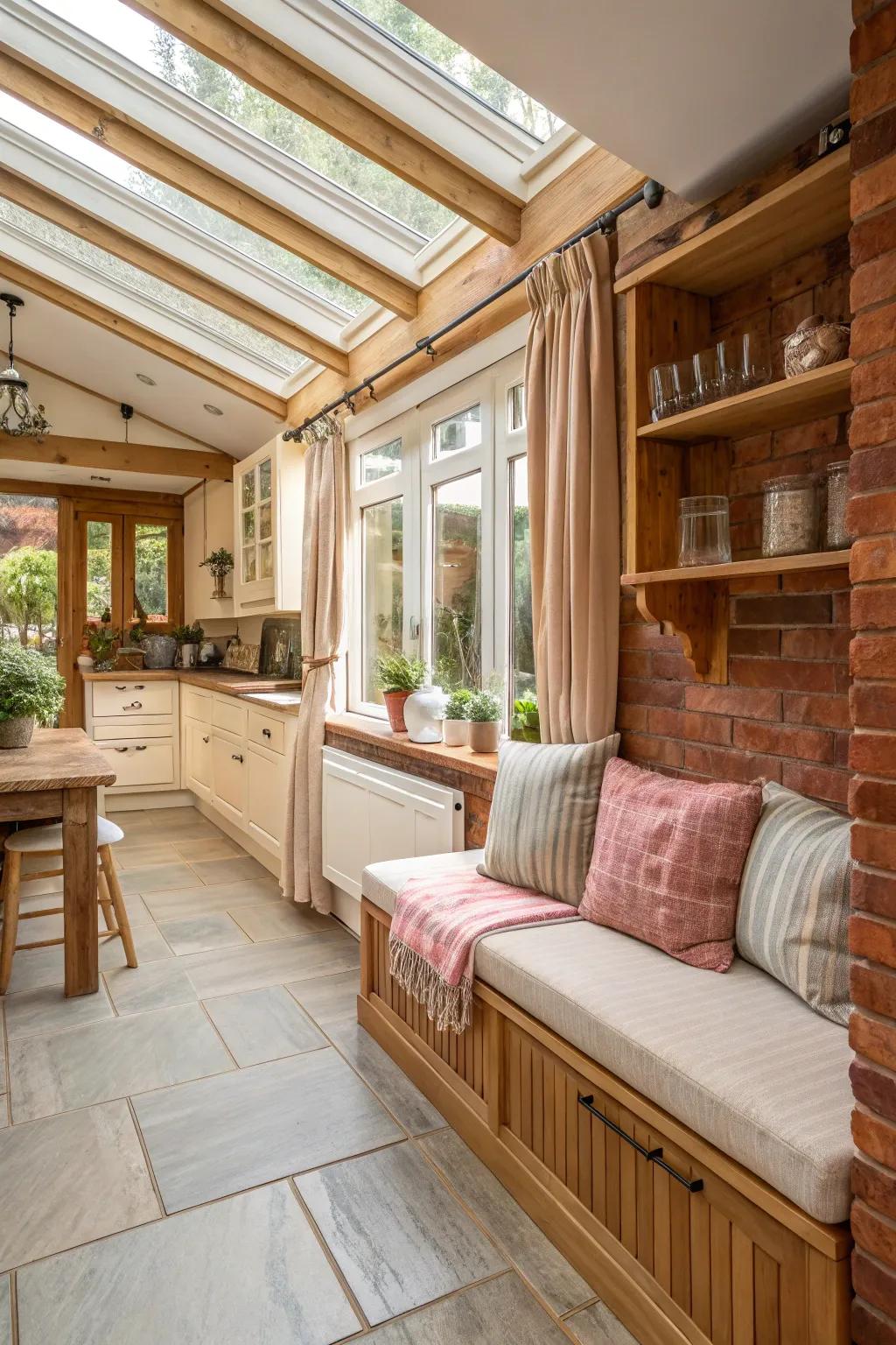A mix of materials enhances texture and charm.