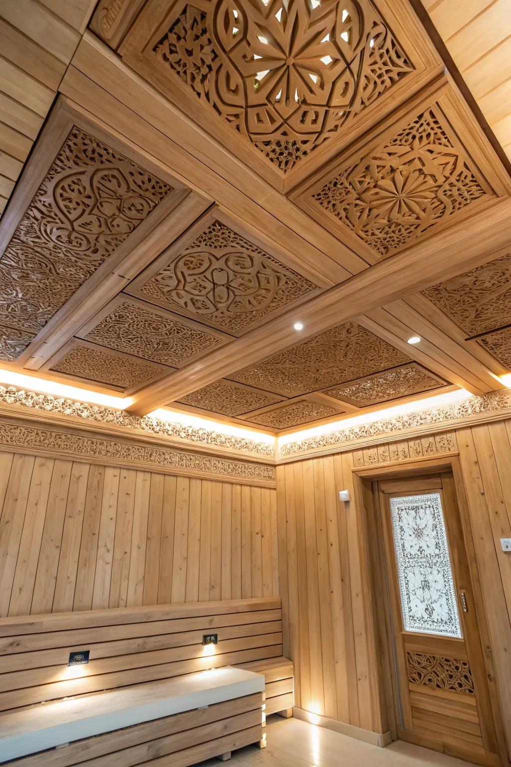 Textured sections to enrich the ceiling design.