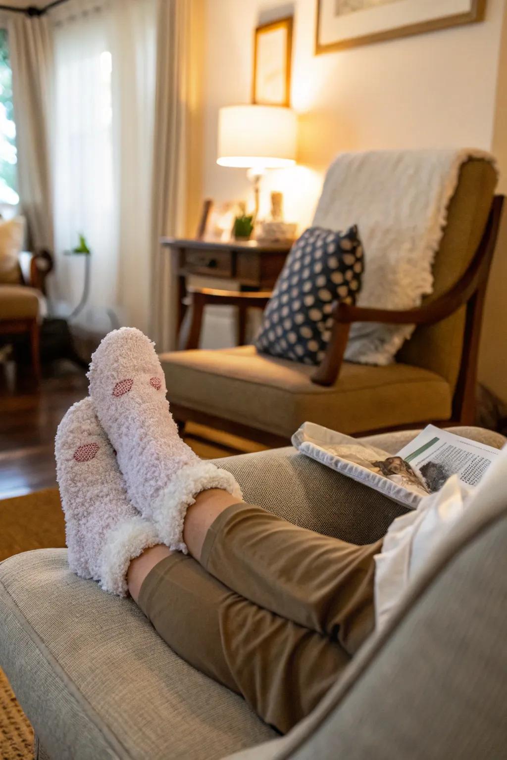 Treat your feet with a soothing foot mask for soft skin.
