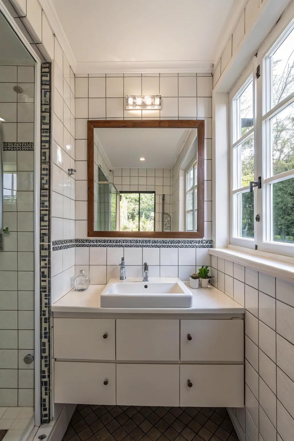 Mirrors amplify light and visually enlarge the room.