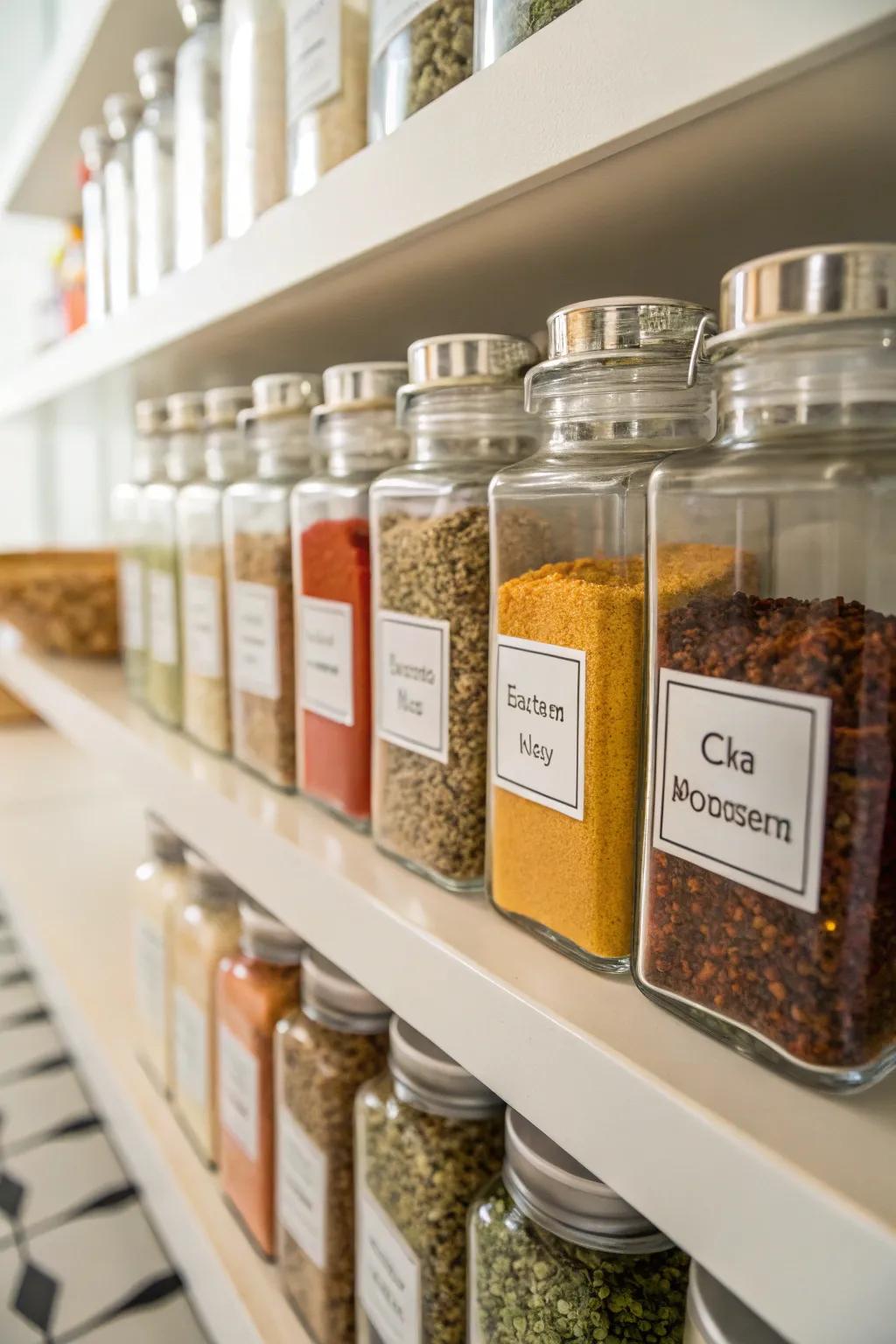 See-through containers make recognizing spices a breeze.