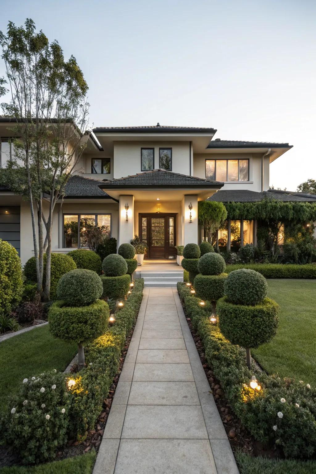 Symmetry in landscaping creates balance and sophistication.