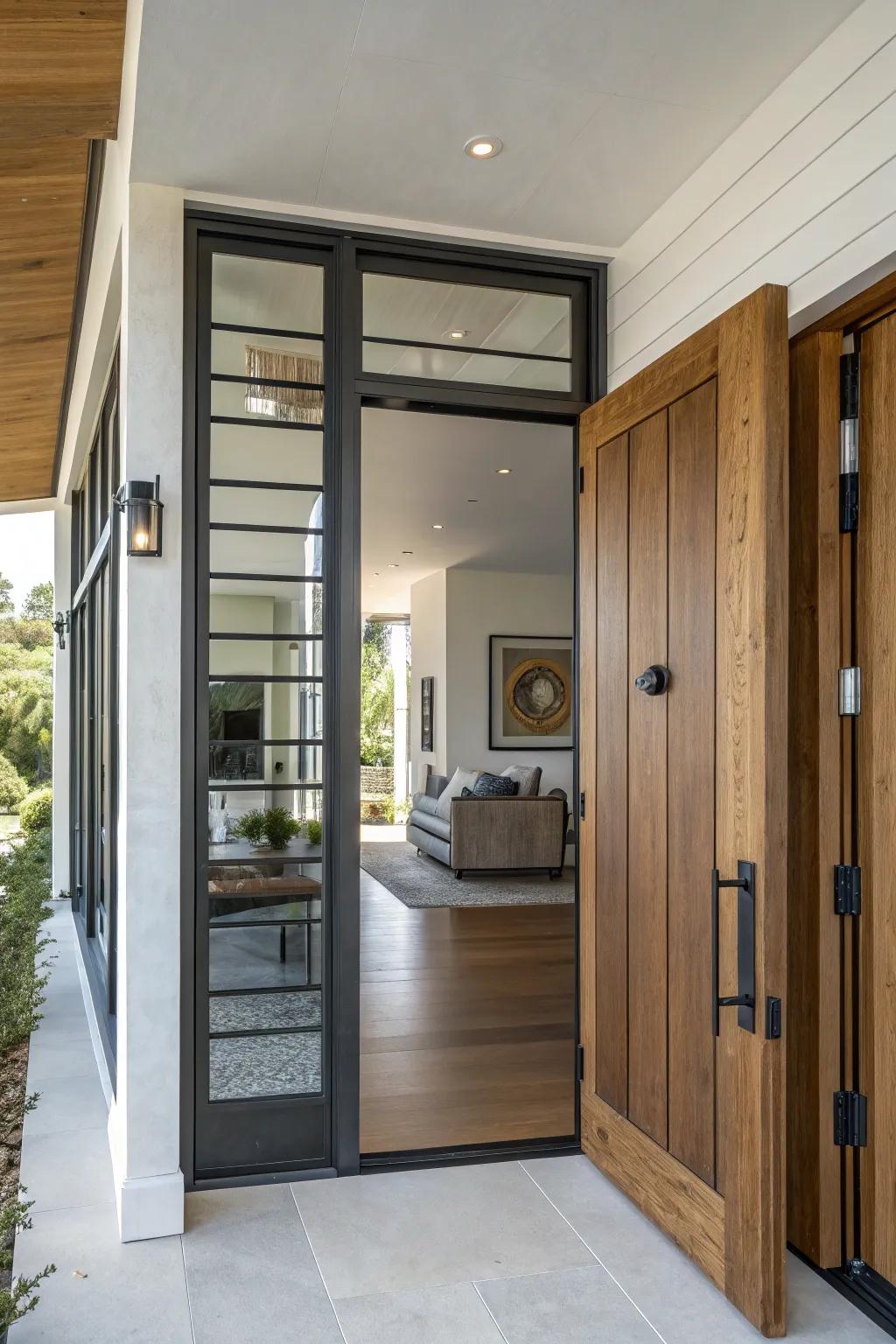 A fusion of wood and metal in square trim for an unparalleled visual.