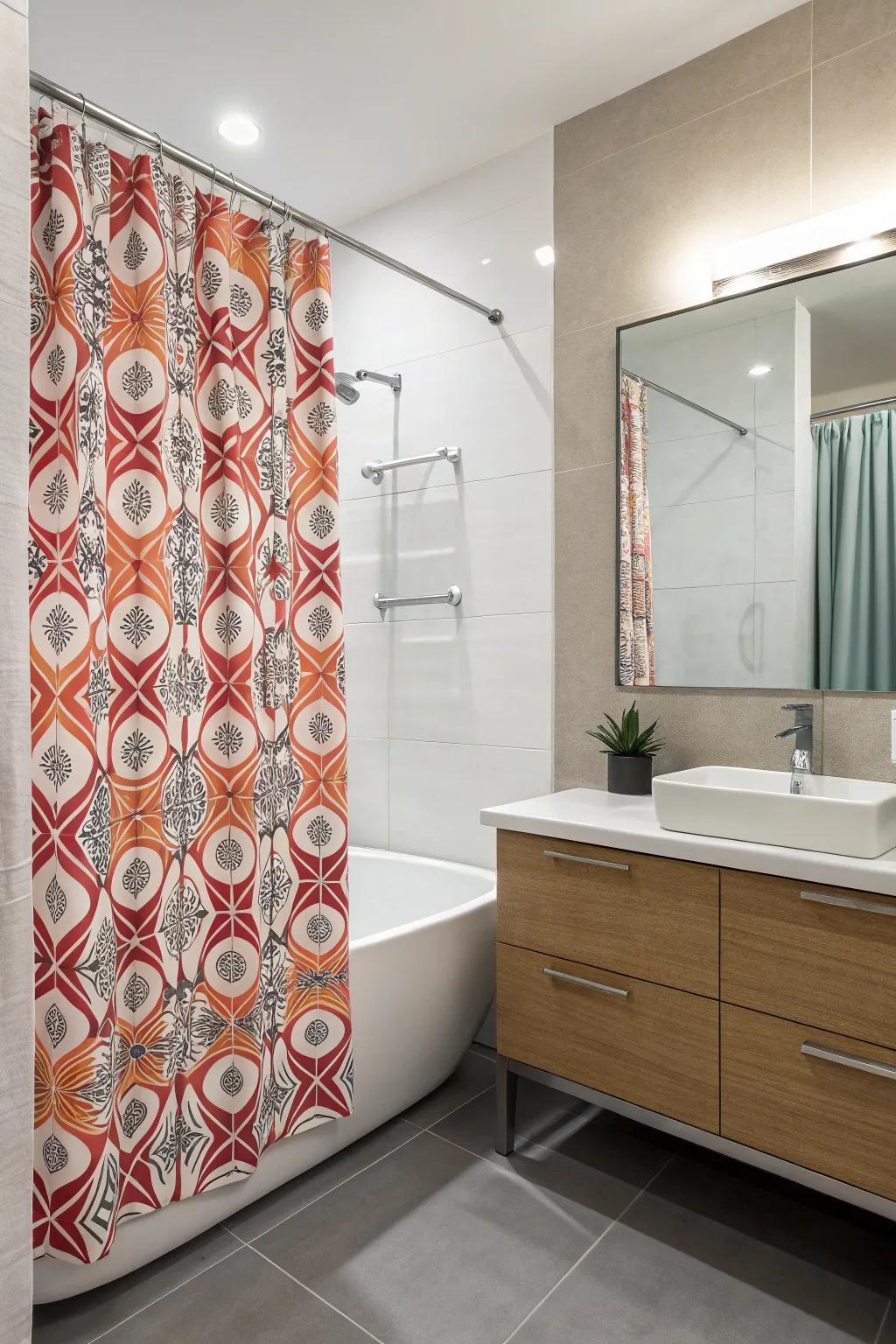 Intense patterns can transform your bathroom into a vibrant area.