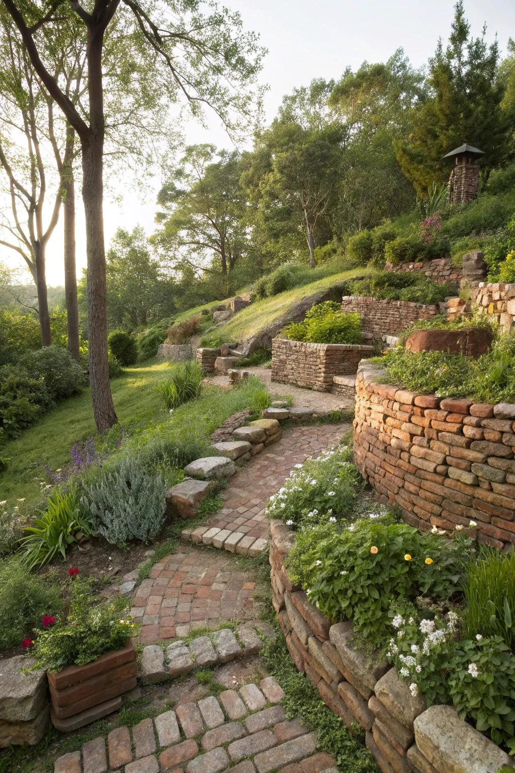 Economical materials can form breathtaking hillside landscapes.