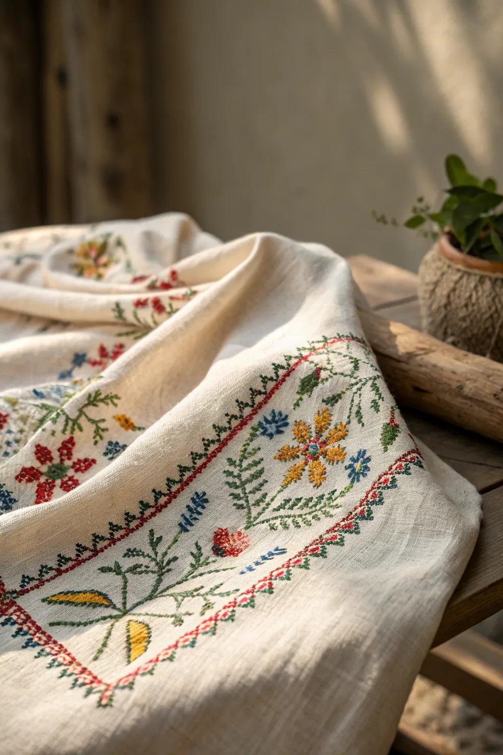 Uncover the rustic appeal and splendor of stitching on flax. An ideal fusion of craftsmanship and natural sophistication.