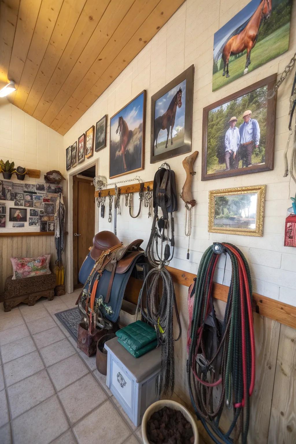 Ornamental elements bringing character to a tack room.