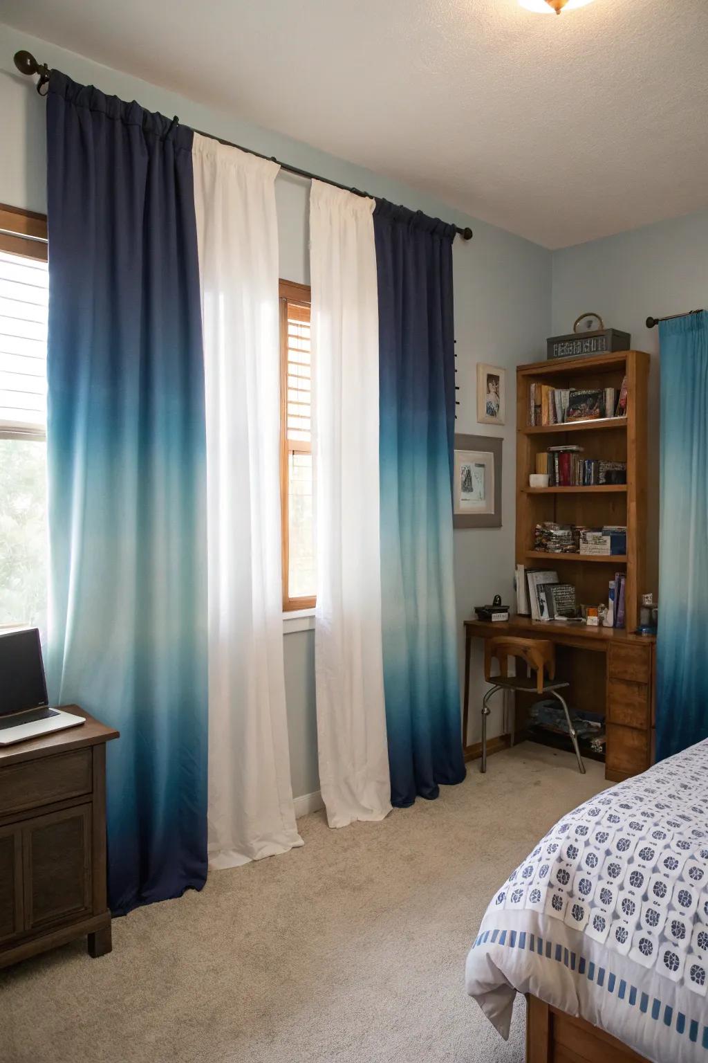 Ombre curtains add a subtle infusion of color.