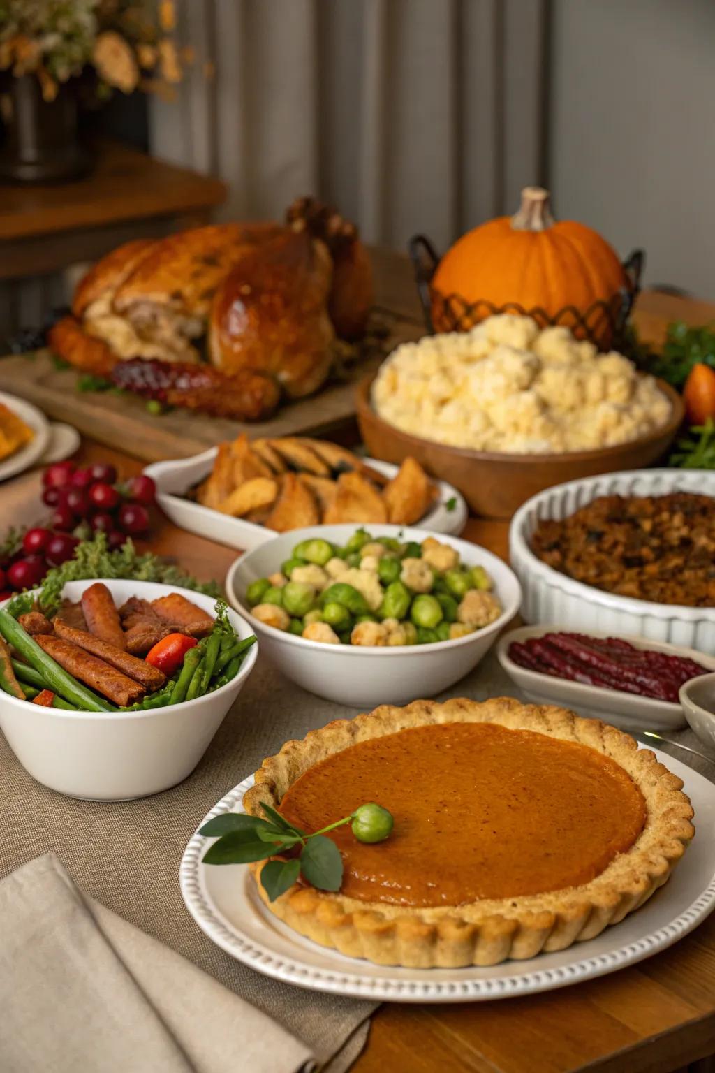 Seasonal foods are prominently featured on this buffet.