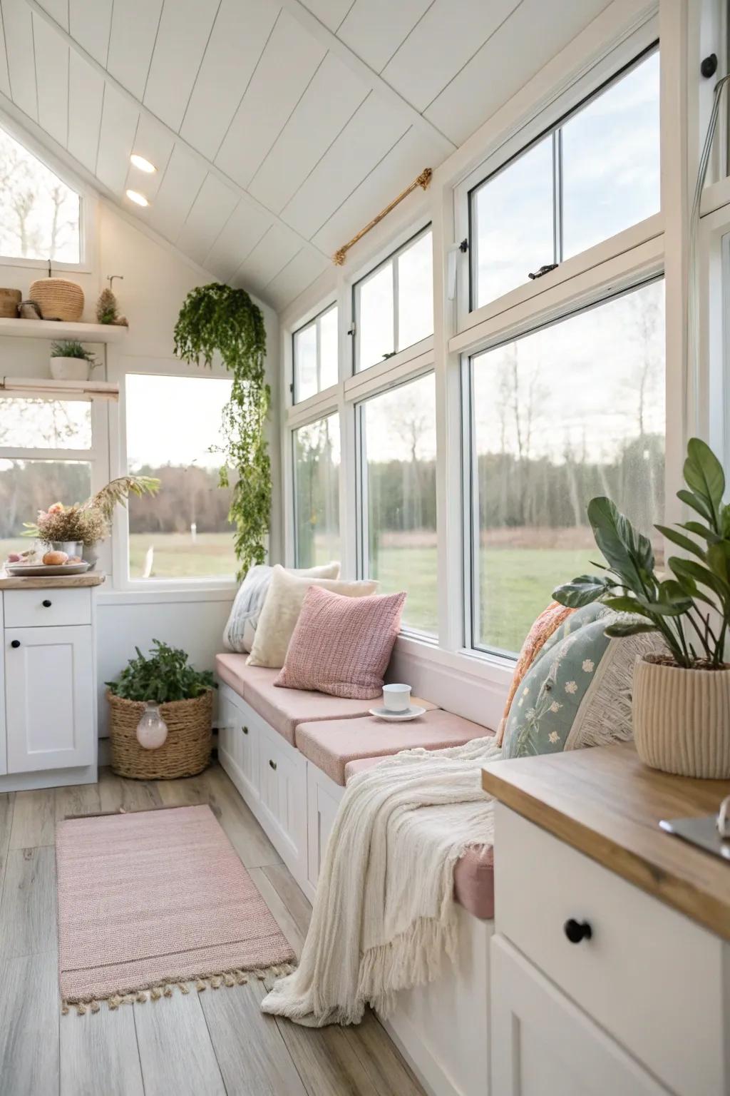Sunlight transforms small spaces into open retreats.