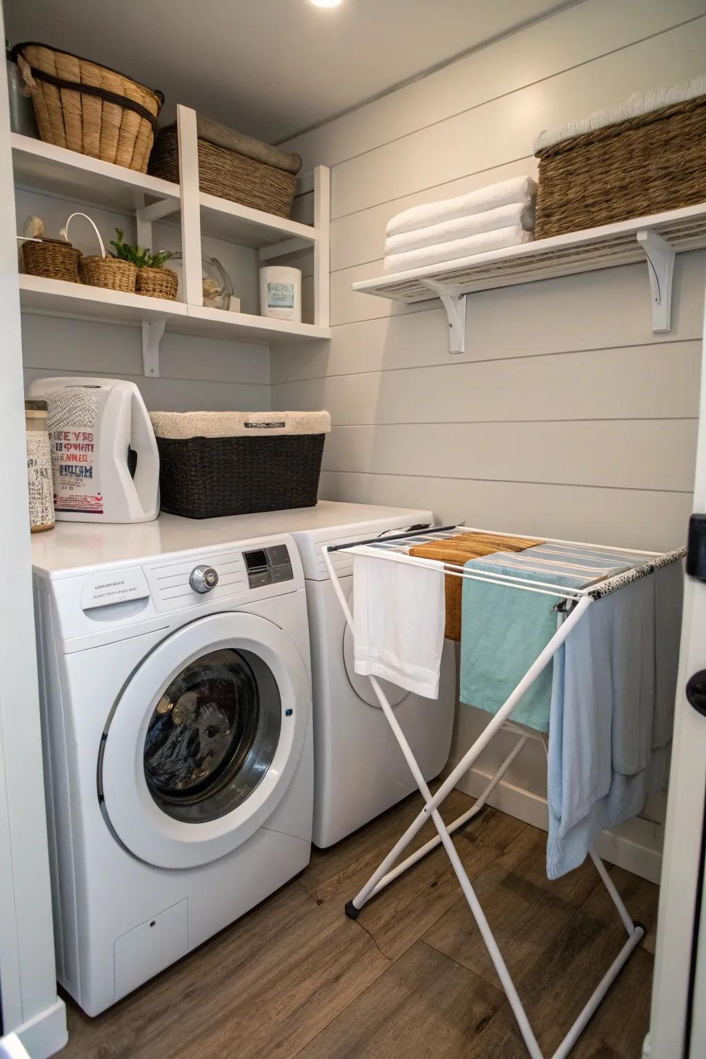 Space-optimized laundry solutions within a small house