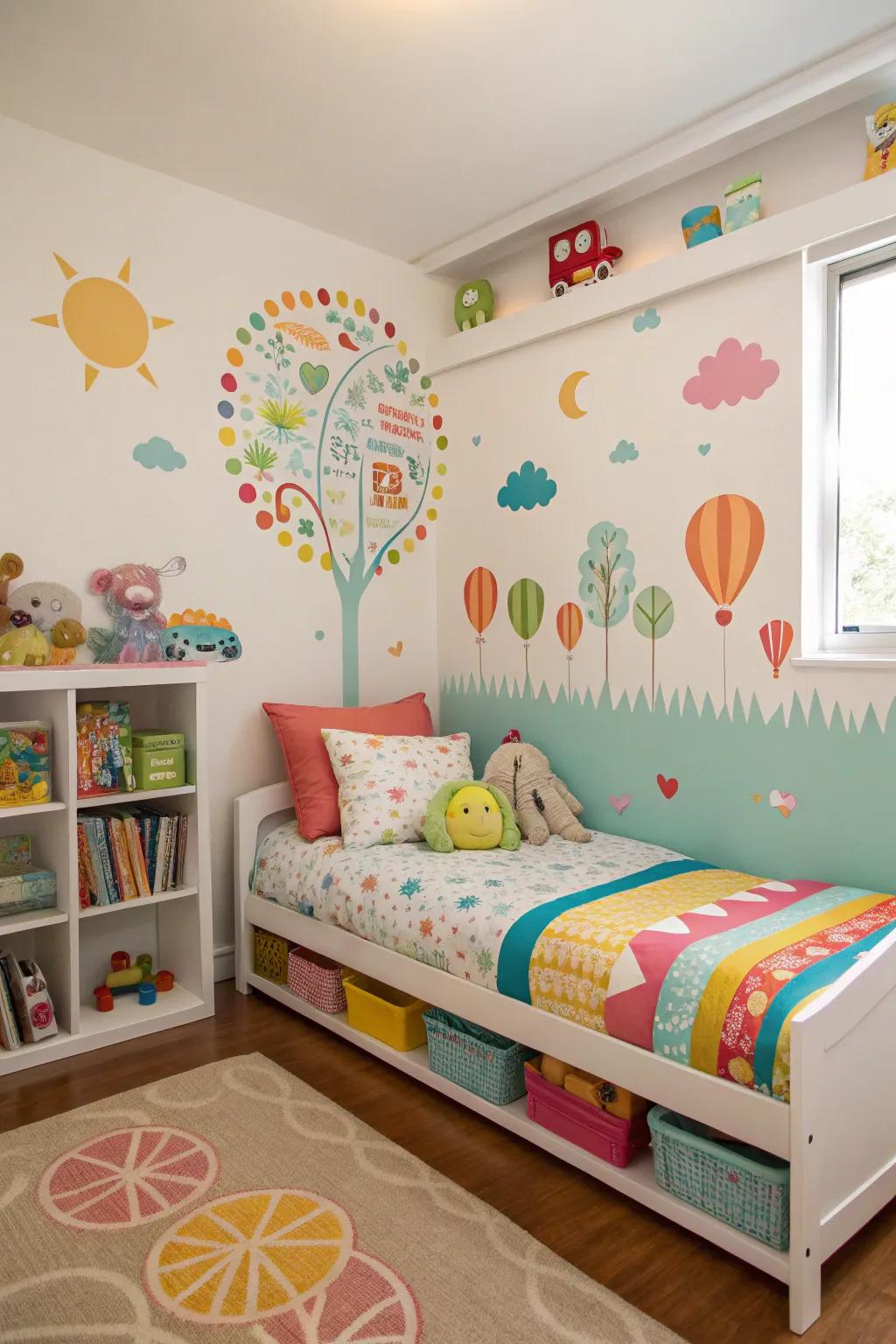 Walls brimming with stories through artful expression.