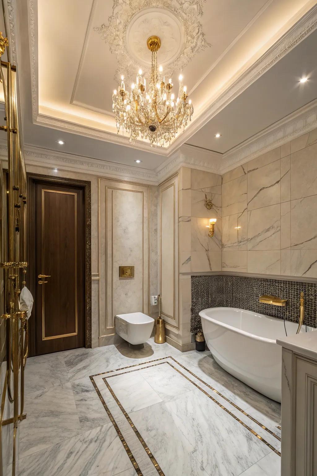 Delicate luxury provided by a small decorative light in a washroom.