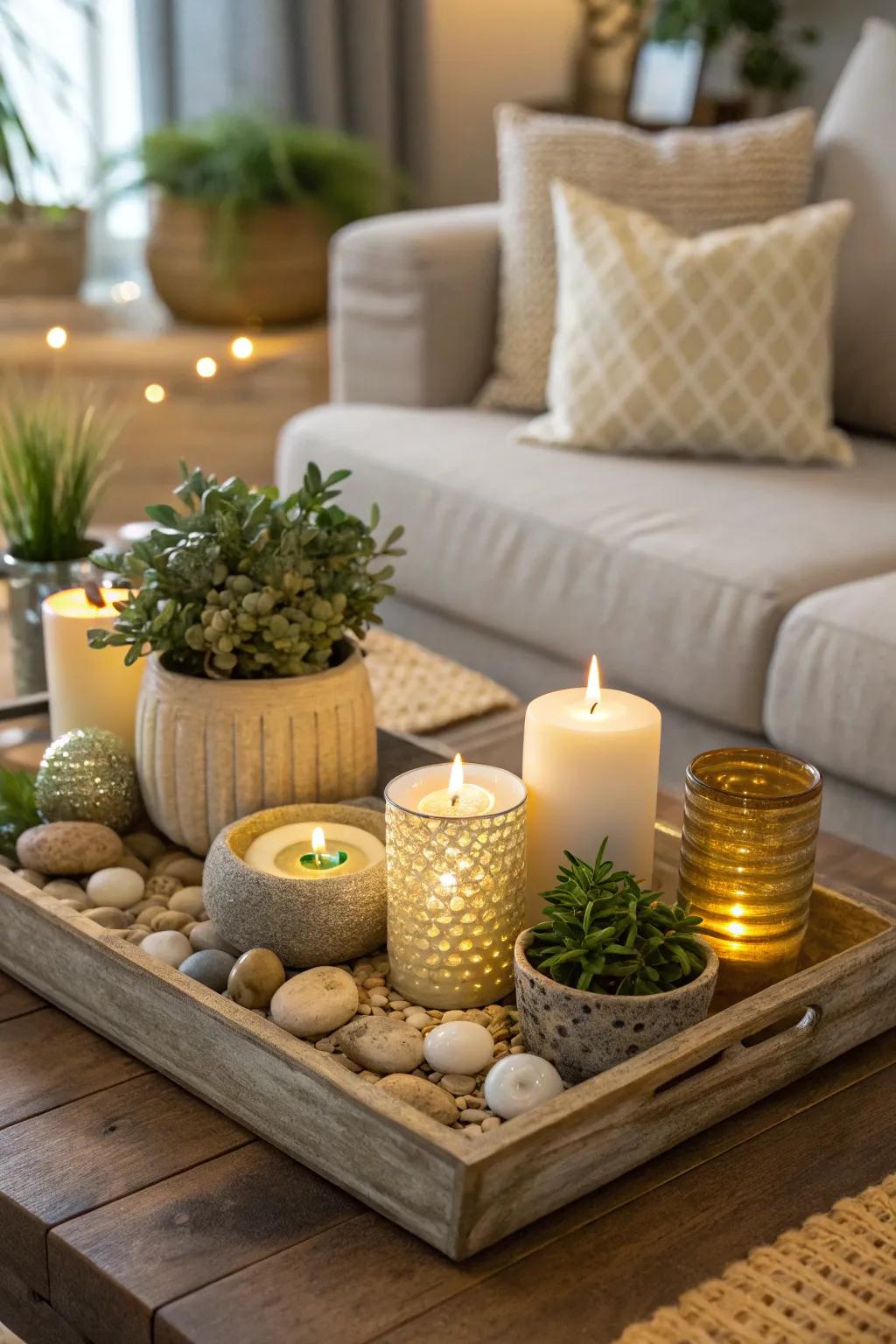 Create a harmonious look with decor that features coordinated colors.