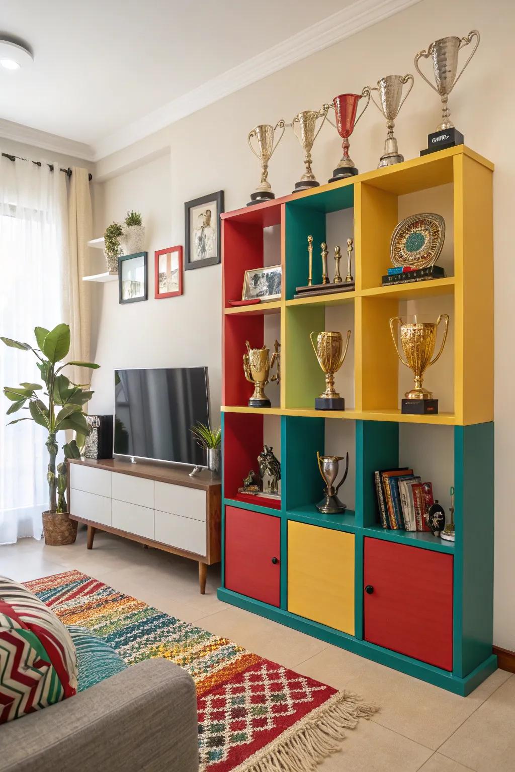 Color-coordinated award shelf