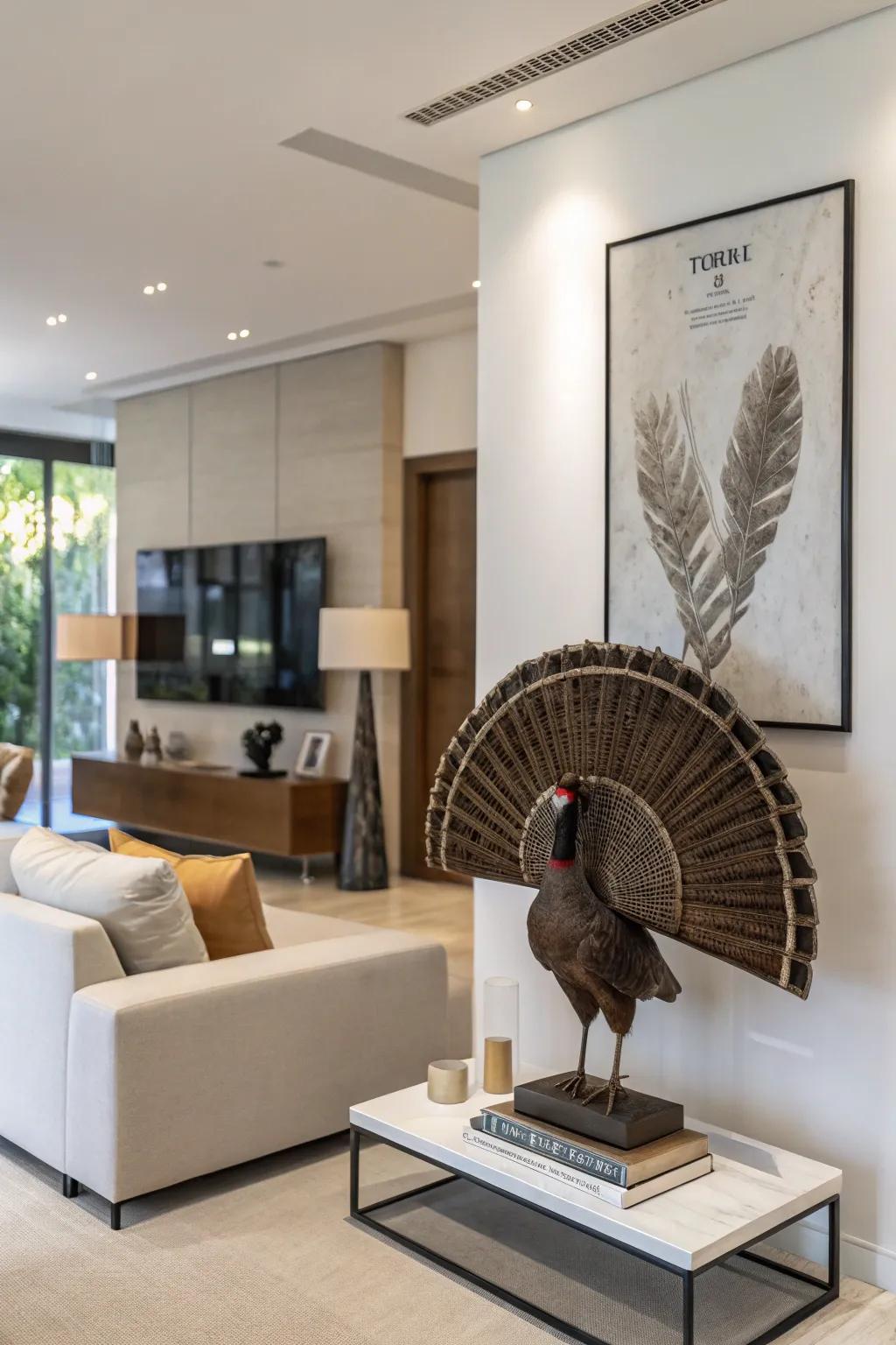 A simple mount that allows the beauty of the turkey fan to shine.