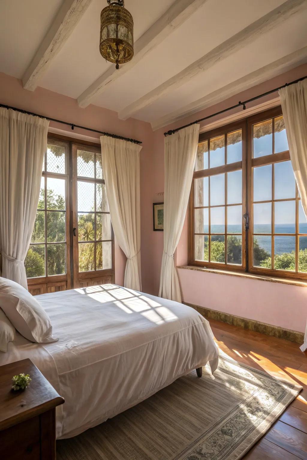 Natural illumination enhances the beauty and warmth of your Tuscan-inspired bedroom.