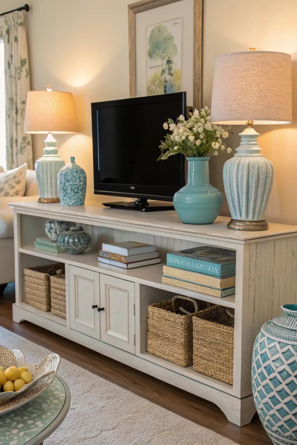 Color-coordinated decor creates a balanced and appealing look.