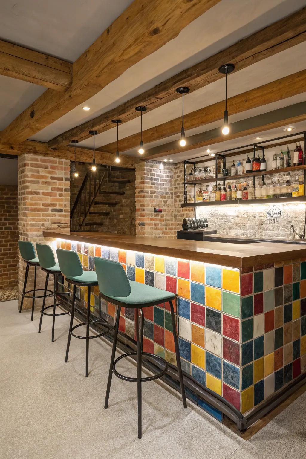 A special backsplash makes the bar more fun.