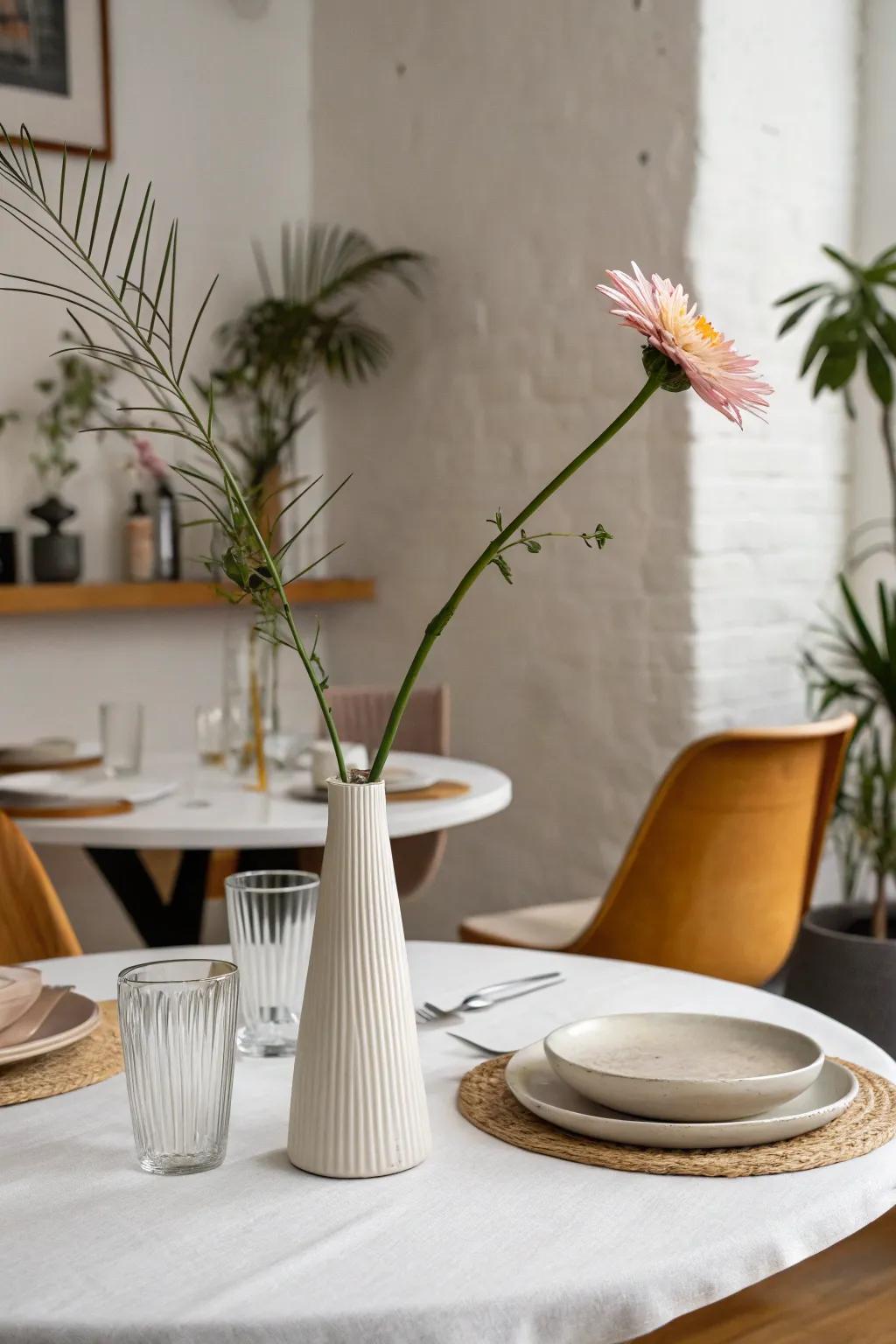 A simple centerpiece that allows the flower to shine.