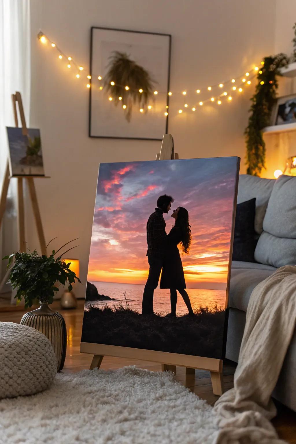 Silhouettes against a sunset evoke a sense of serene romance.