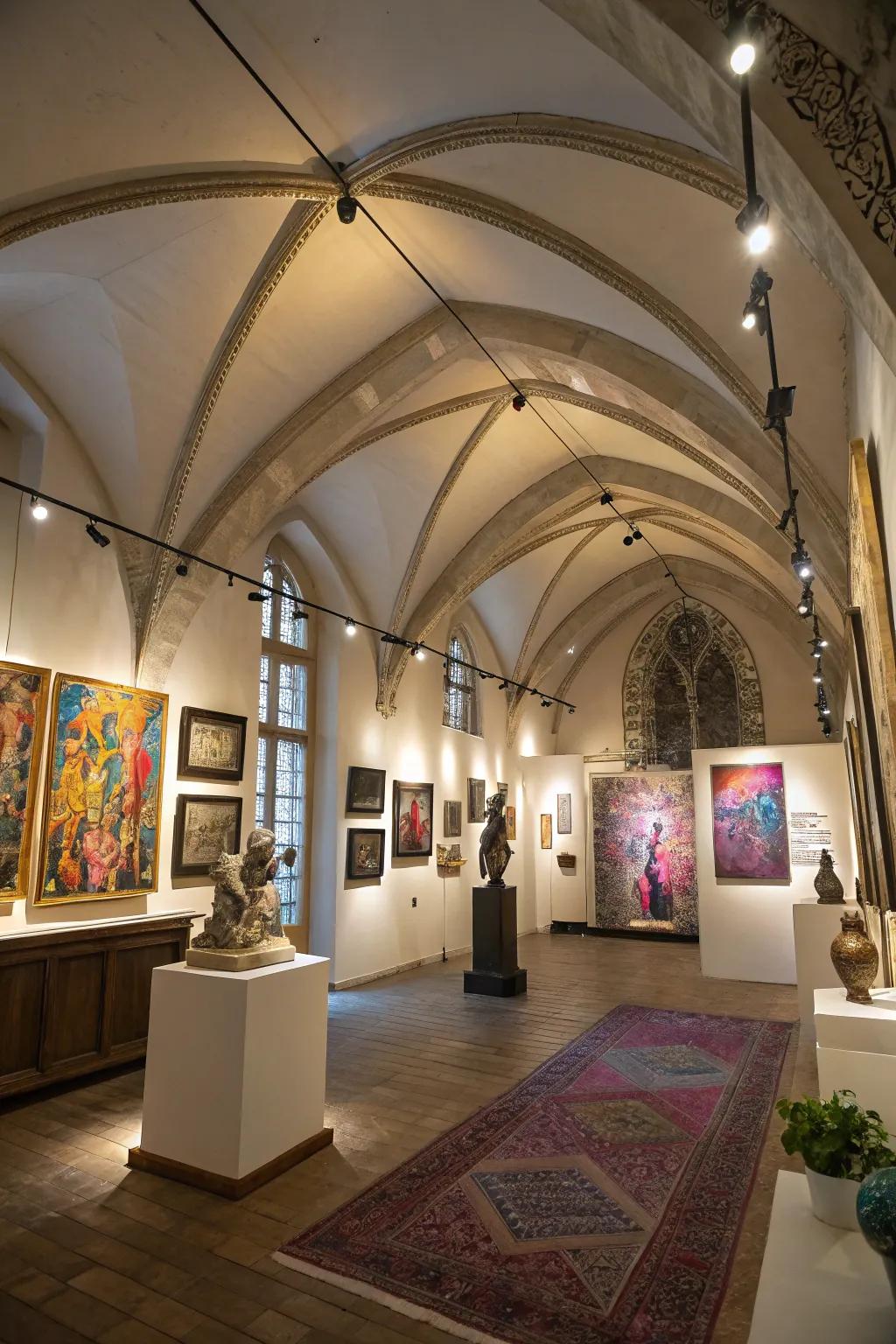 Accent lighting puts artwork and architectural features in the spotlight.