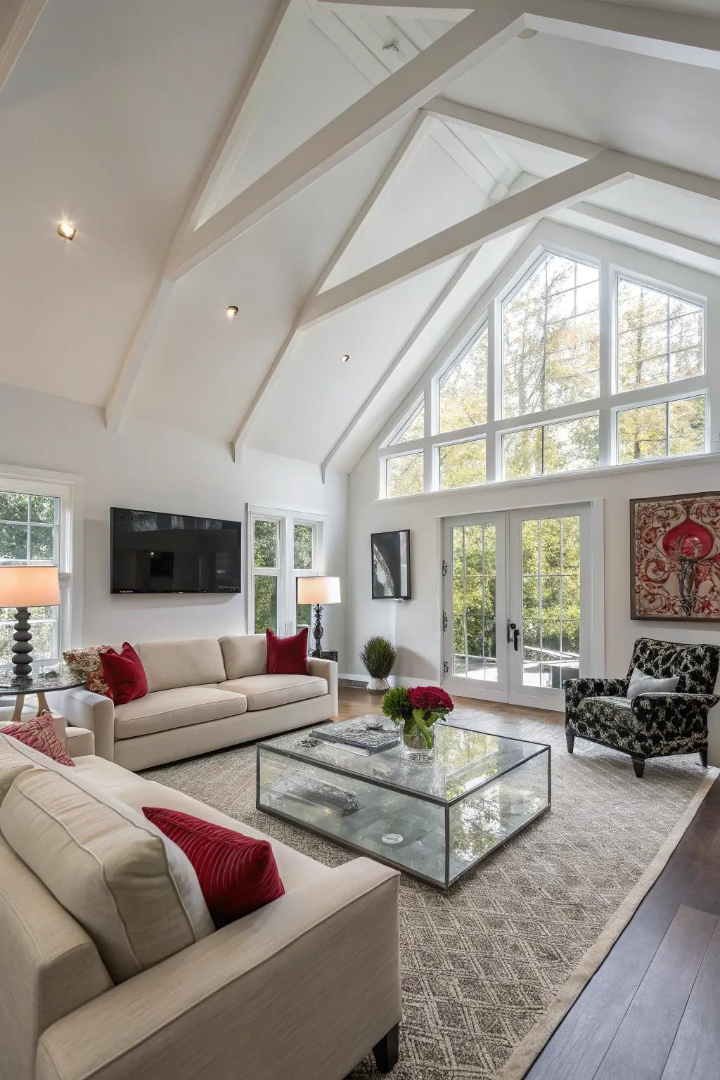 Gleaming finishes add contemporary appeal and brighten the room.