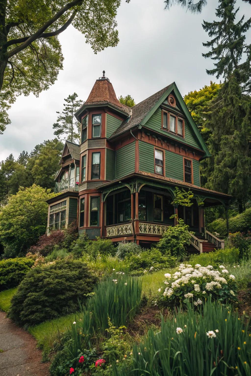 Natural colors harmonize Victorian homes with their environmental settings.