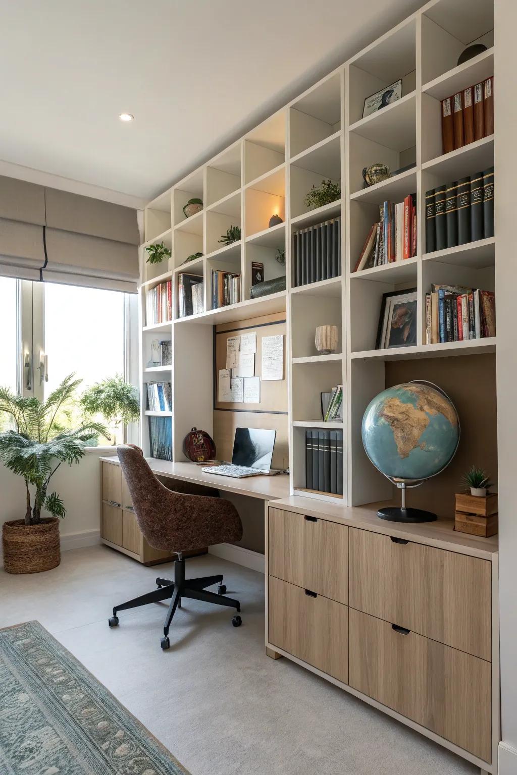 Blend function and style with large wall cubes.