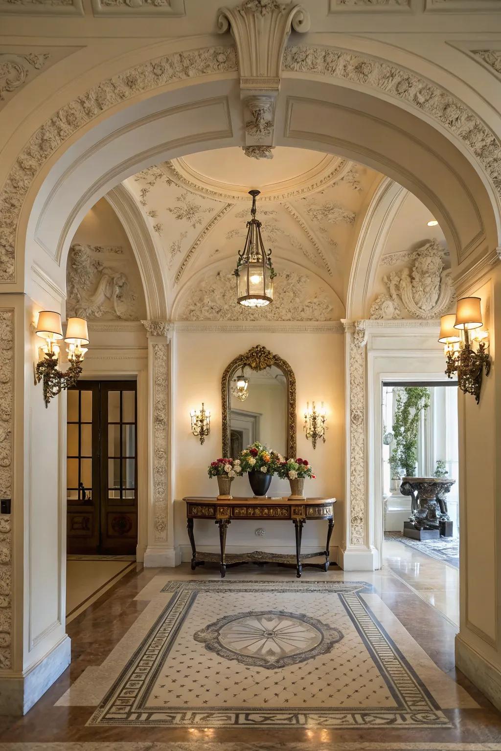 Design a striking entrance with beautiful moldings.