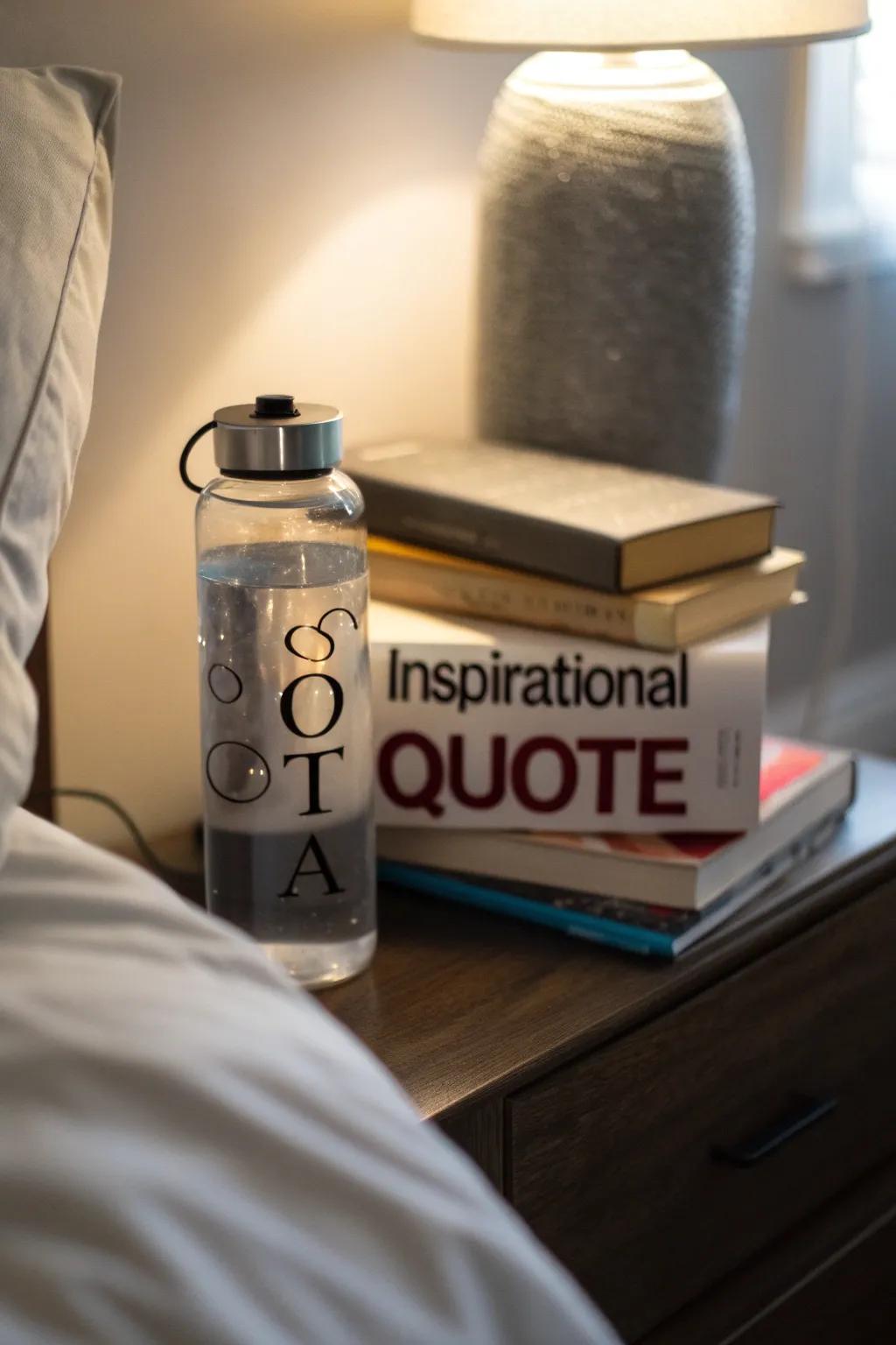 Motivate yourself with reusable beverage containers adorned with uplifting affirmations.
