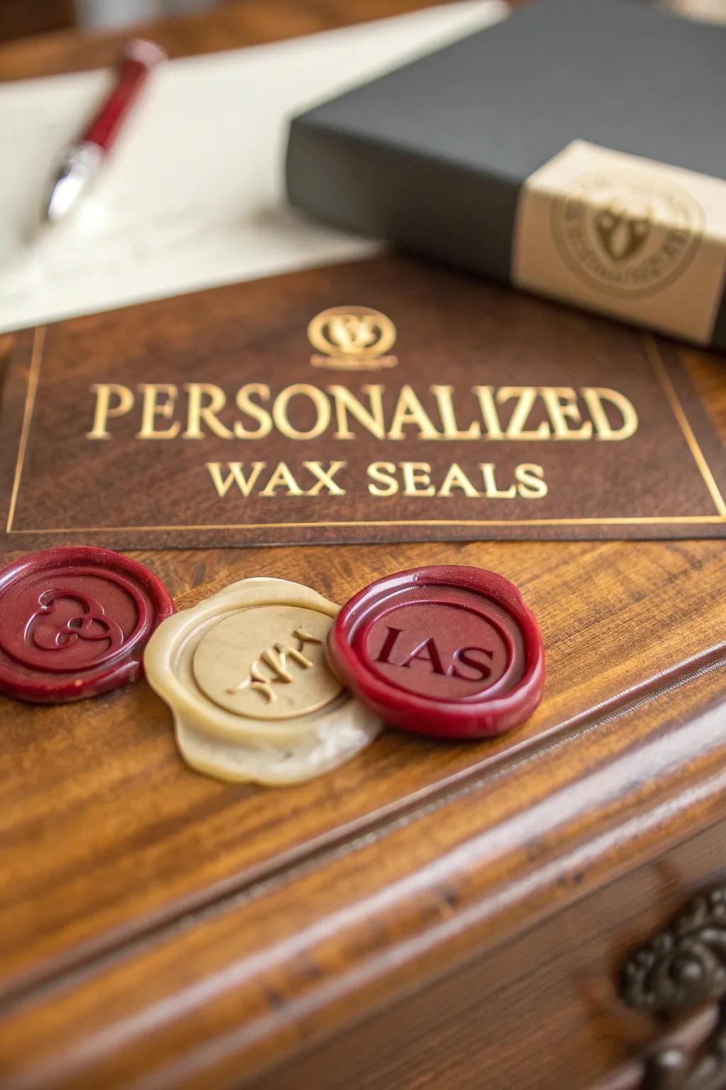 Personalized wax seals with initials, perfect for adding a unique signature to your creations.