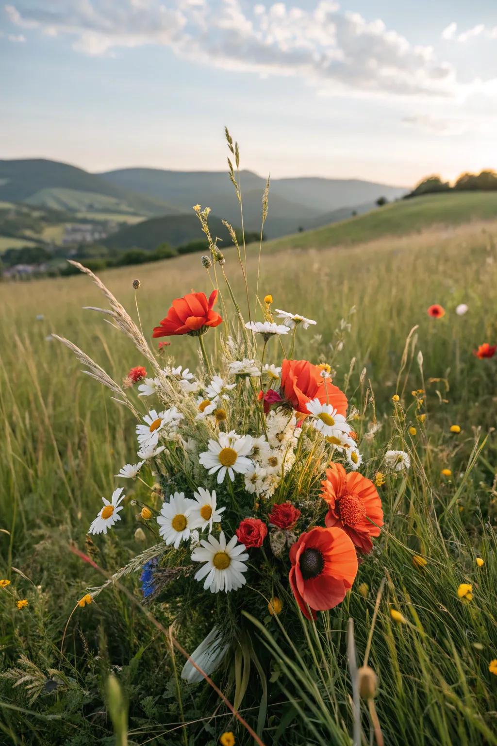 Whimsical wildflower bouquet captures carefree charm