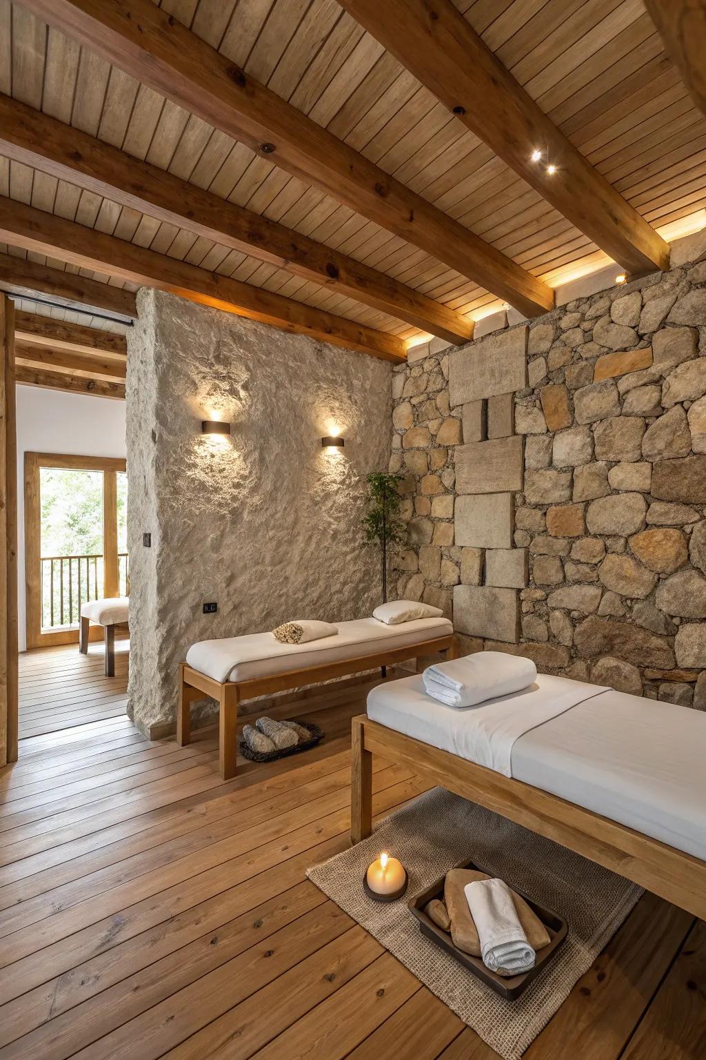 Earthy elegance: Incorporating nature's touch into your wellness refuge.
