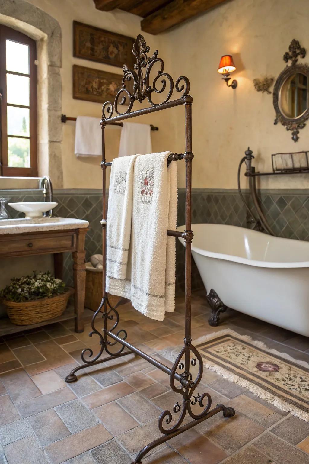 Metal fixtures add an authentic rustic touch.