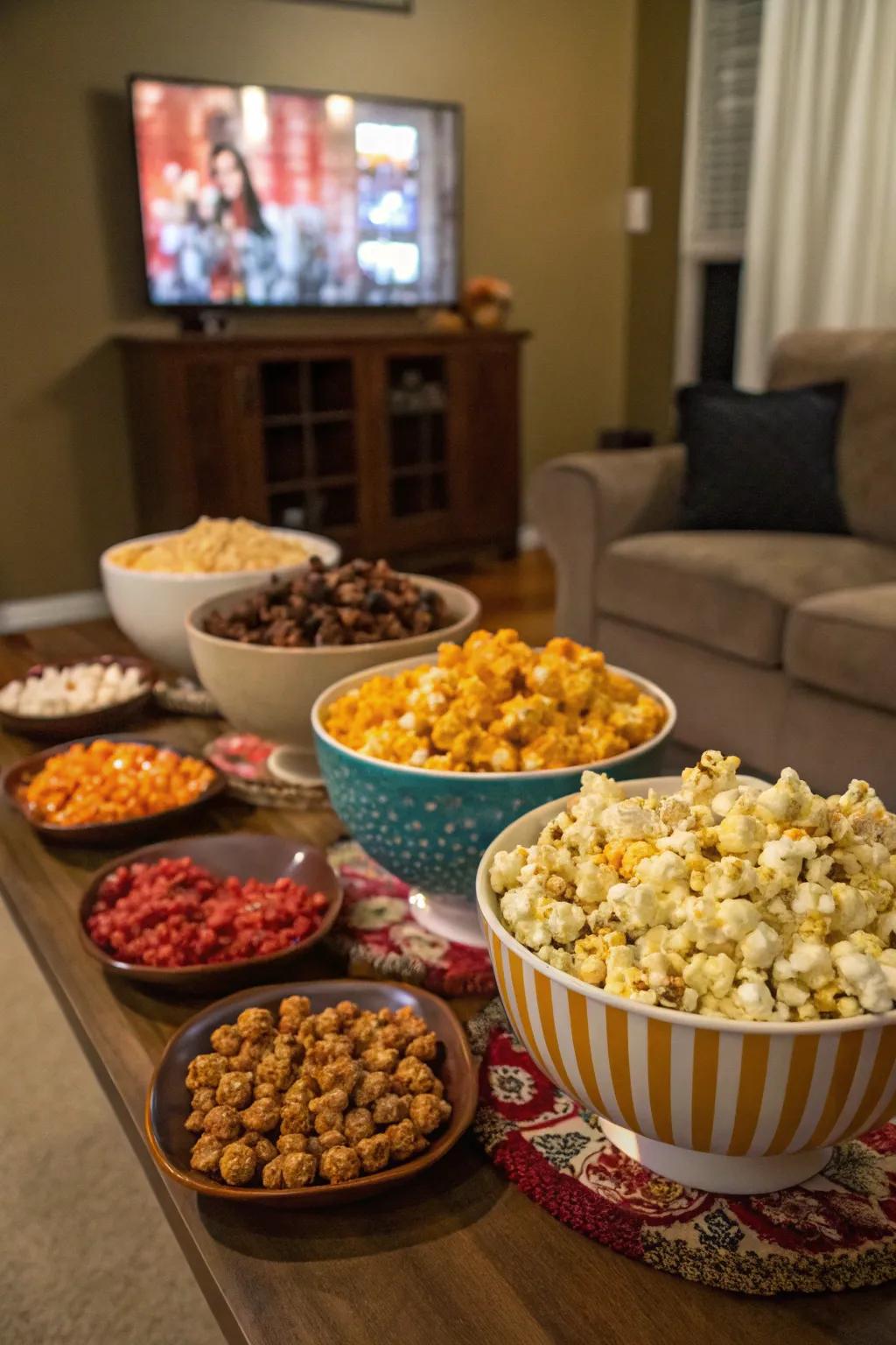 Gourmet popcorn adds a fun, tasty surprise.