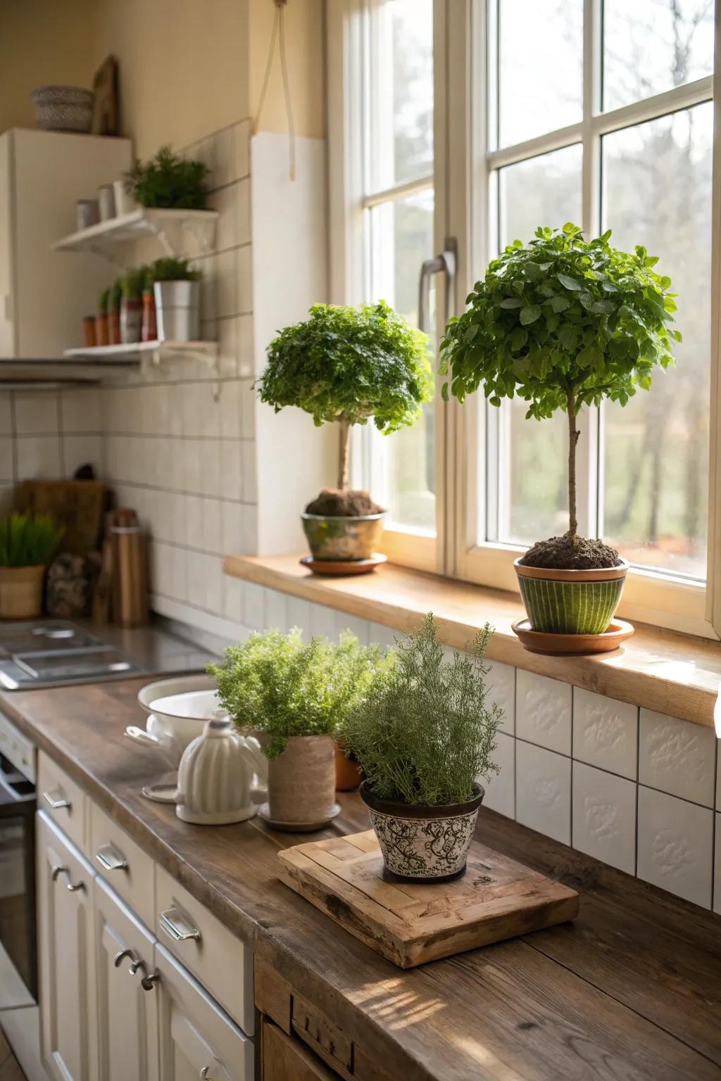 Natural aspects bring freshness and life into your cooking space.