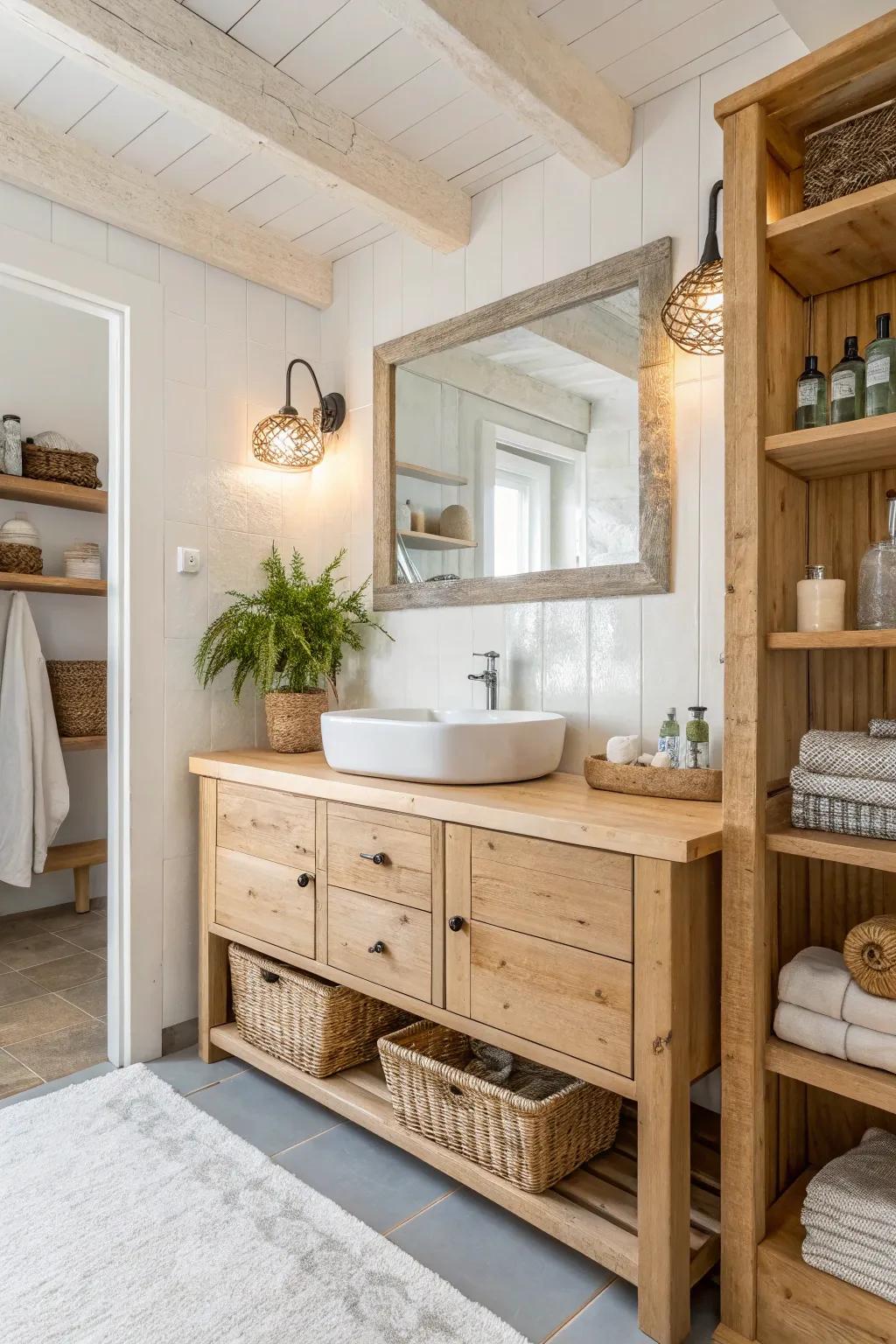 Natural wood elements add warmth to the design.