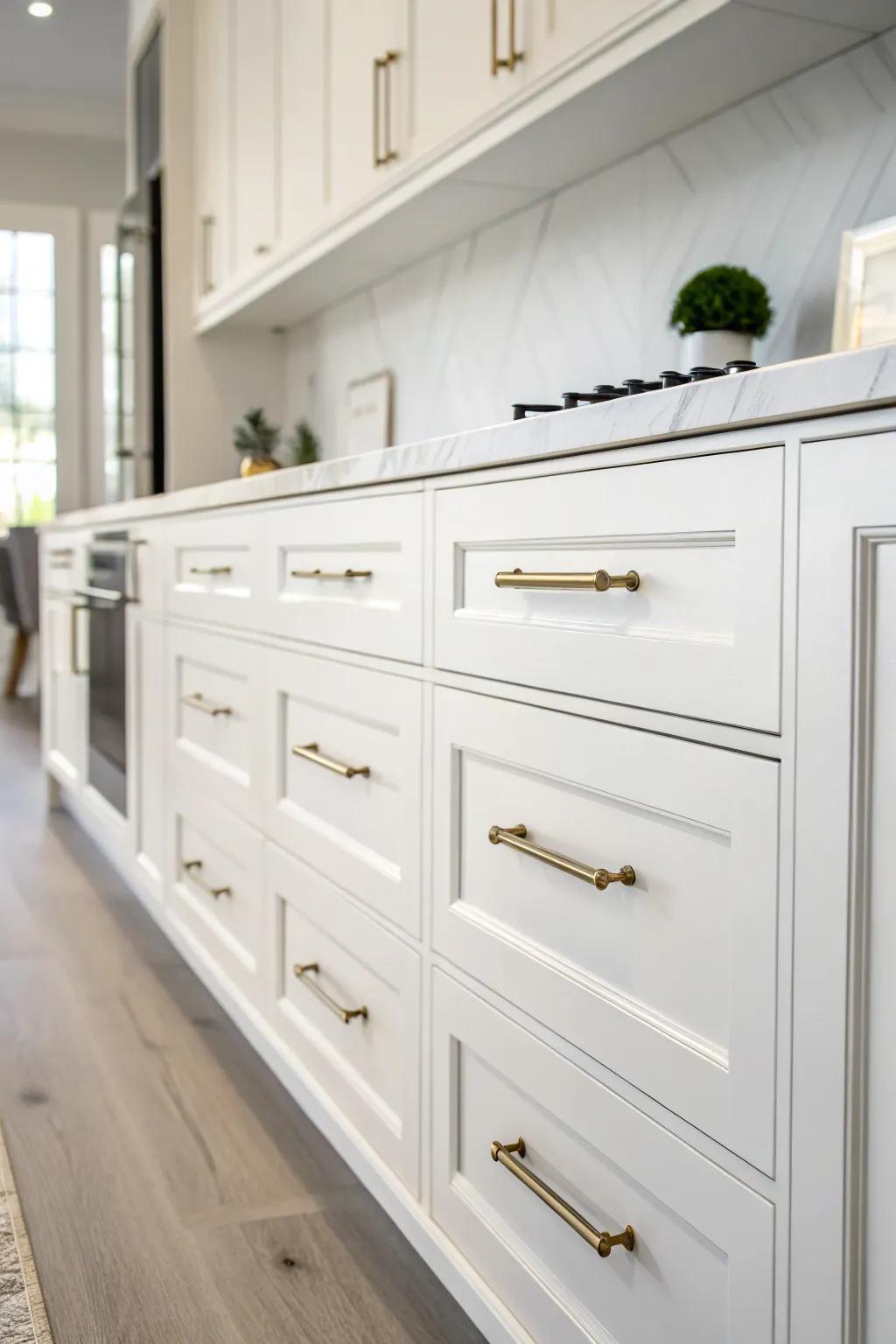 Integrated tugs for a consistent and modern kitchen design.