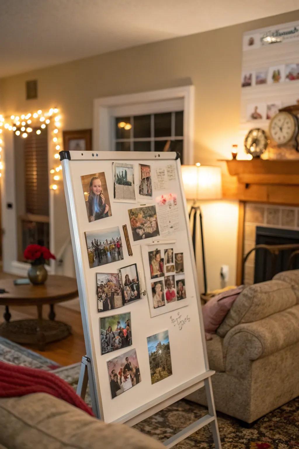 A photo gallery whiteboard showcasing cherished memories.