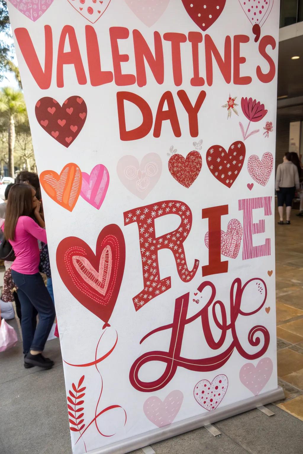 A bold Valentine's poster with vibrant fonts, ideal for grabbing attention.