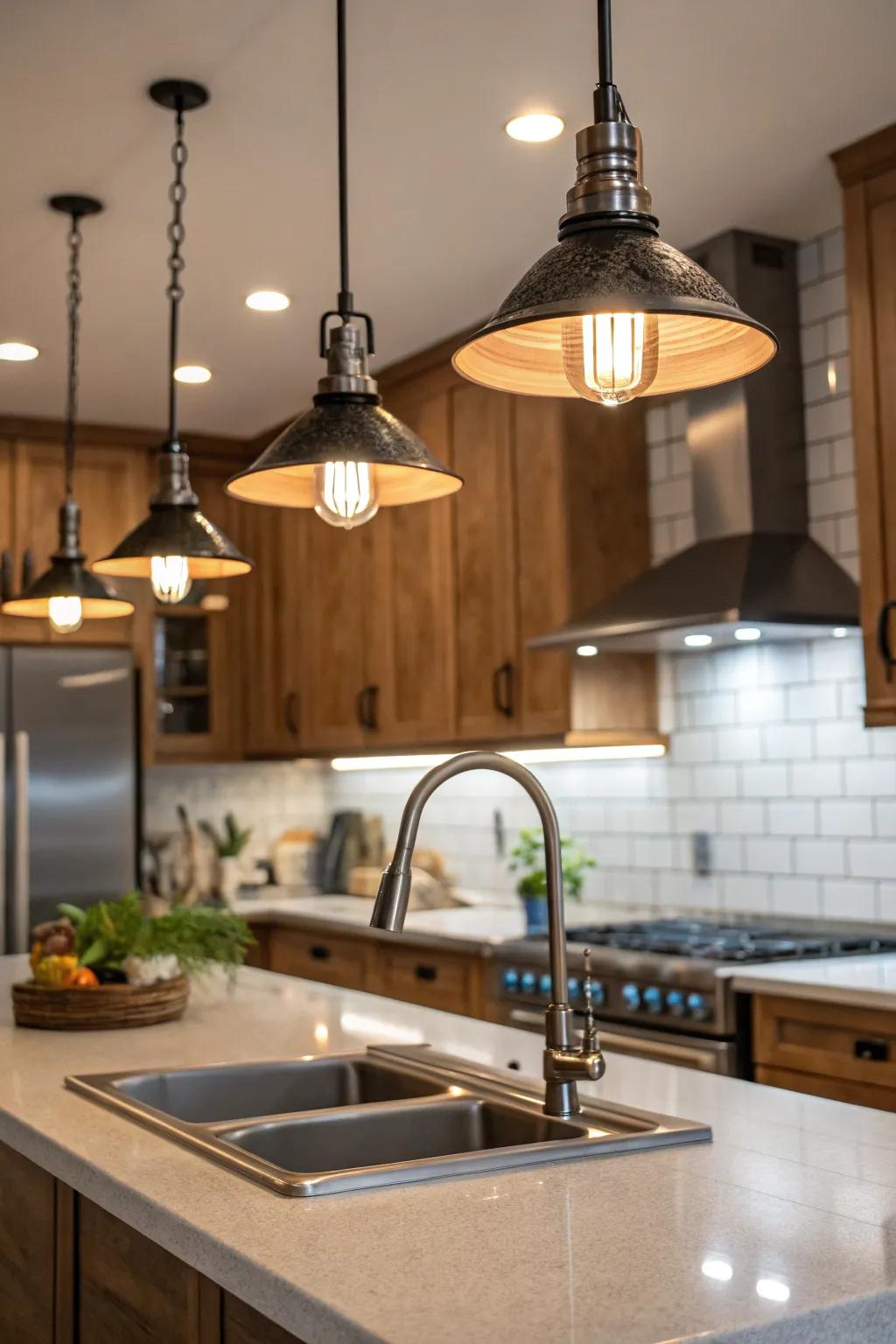 Pendant lighting adds both function and flair.