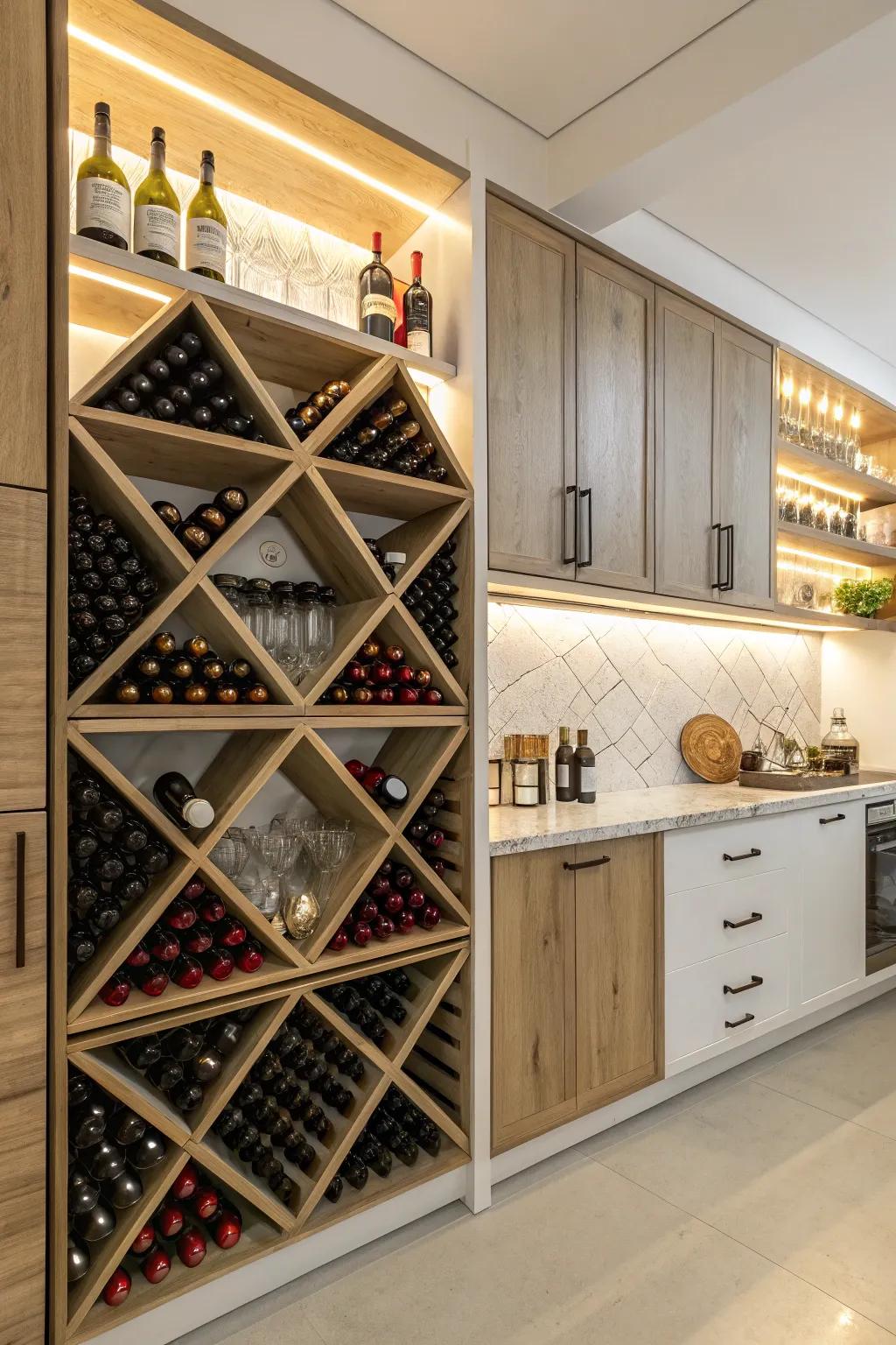 Crisscross shelving is both stylish and functional.