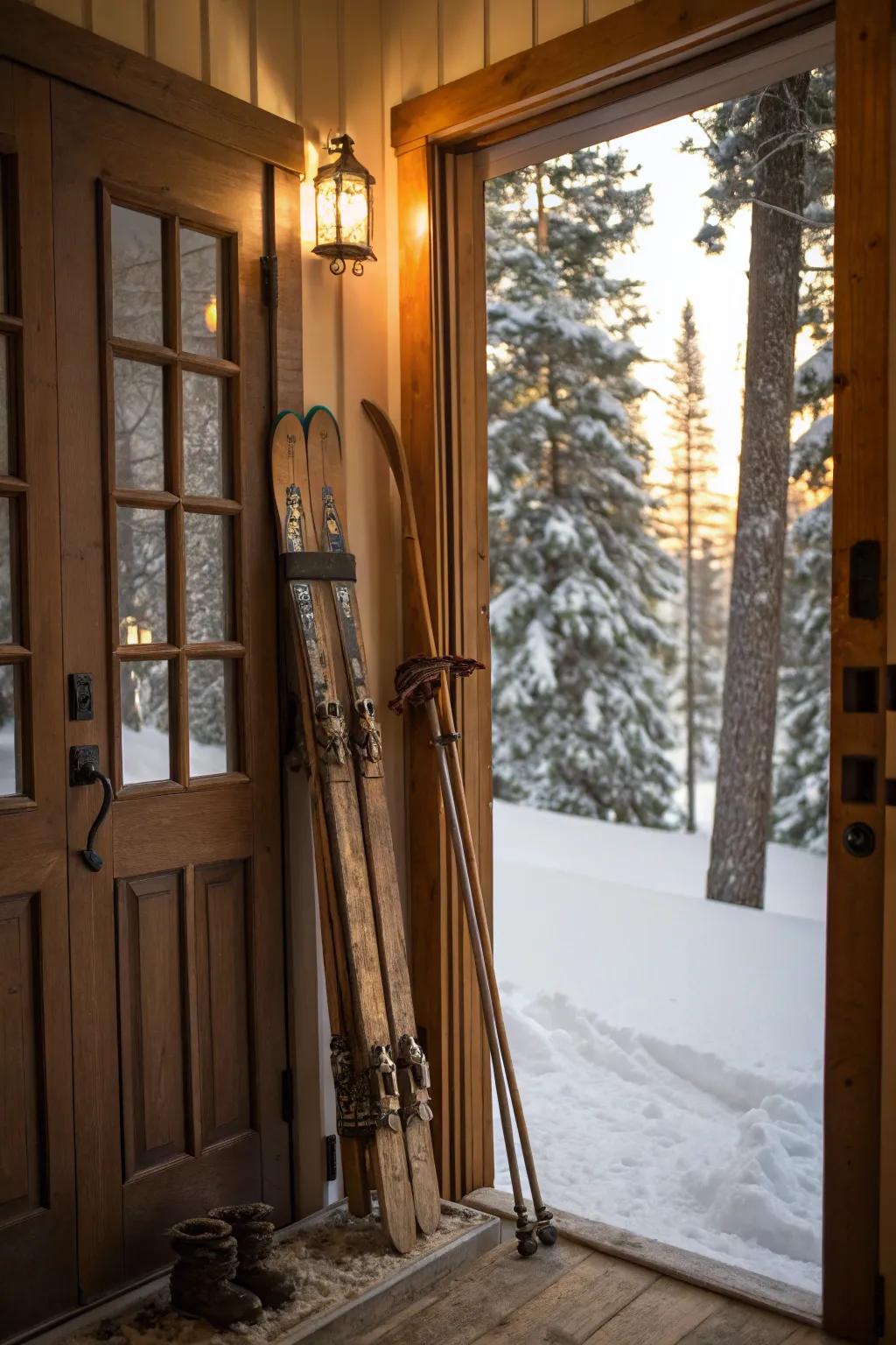 Vintage glides bring forth a snug, mountain cabin sensation.