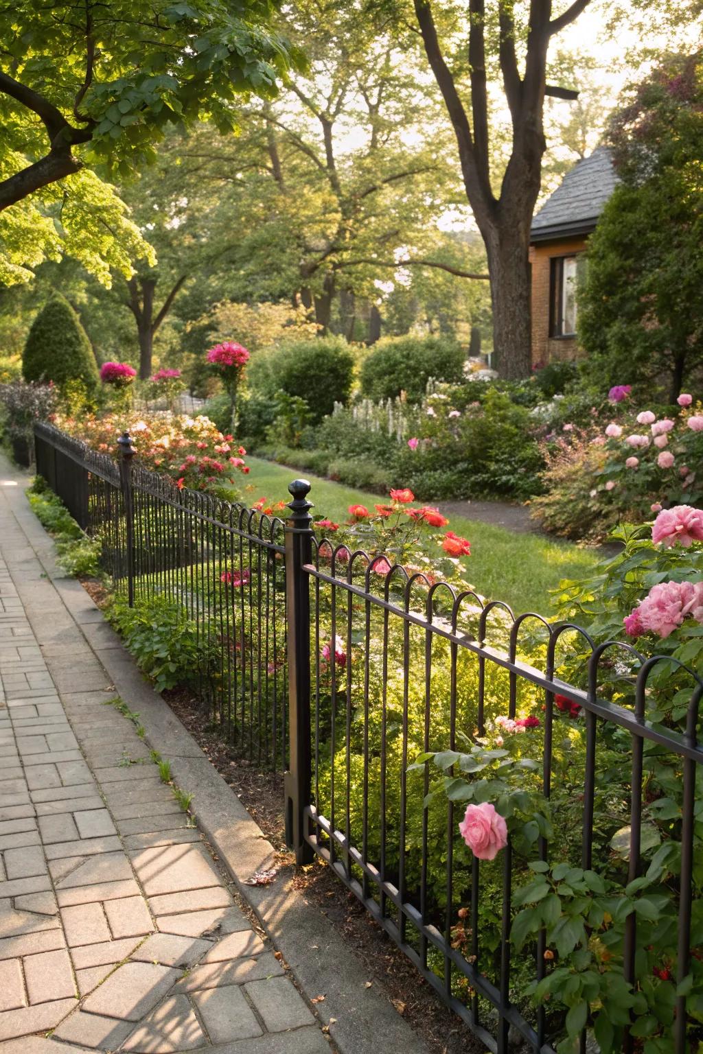 Forged metal fences elegantly frame your garden.