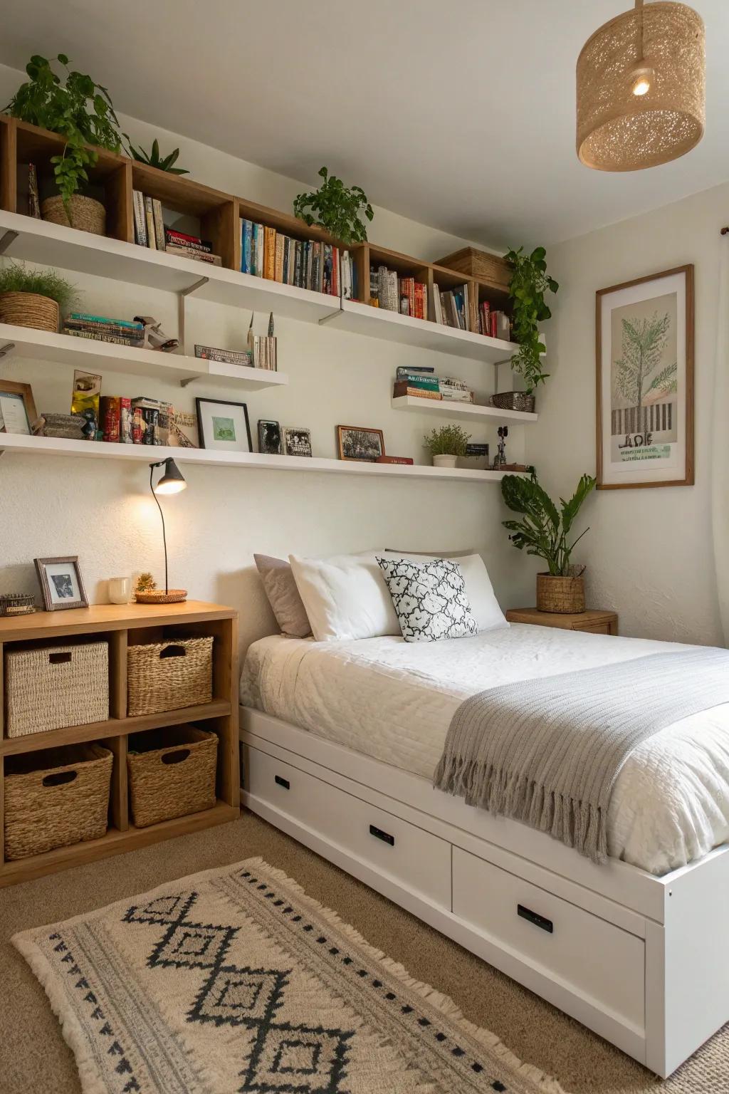 Smart storage options maintain organization and functionality in your space.