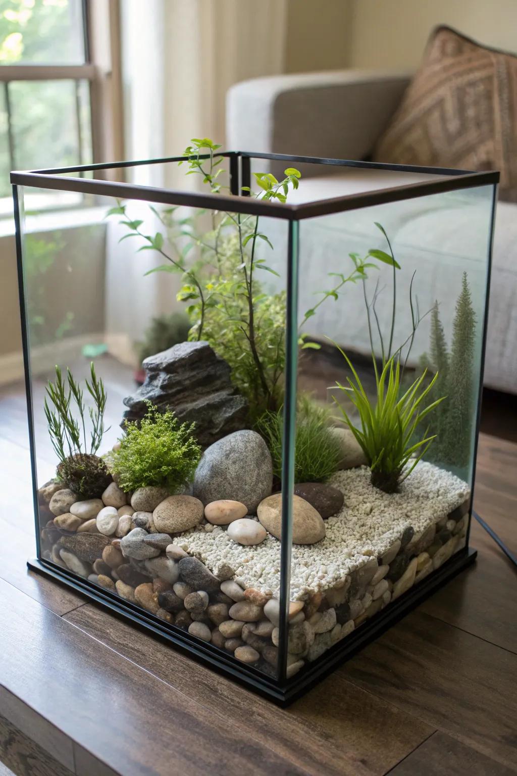 Establish a peaceful Zen garden in your aquarium.