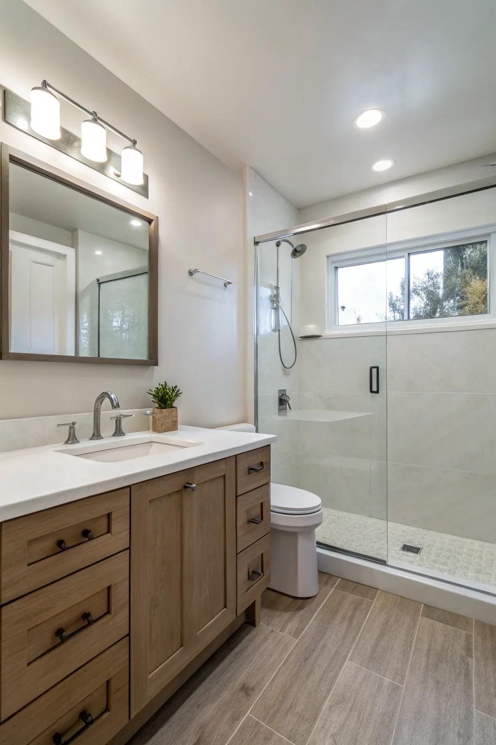 A Zen-inspired minimalist bathroom design for a tranquil and serene space.