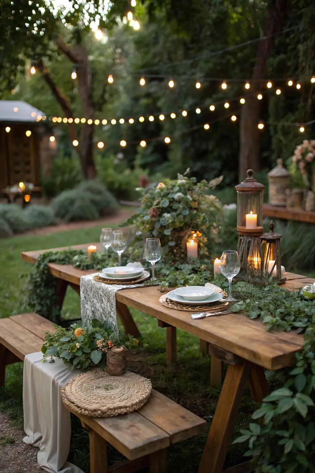 Nature-inspired centerpieces perfect for an outdoor 18th birthday party.